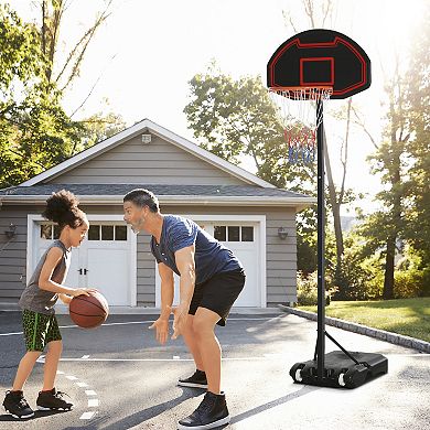 Portable Basketball Hoop Stand Height-adjustable Basketball System With Wheels