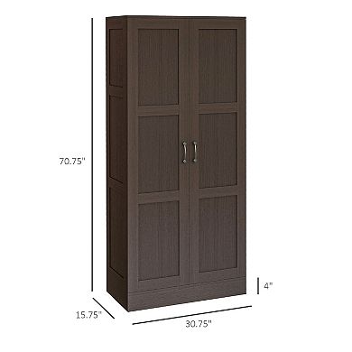 Homcom Storage Cabinet W/ Storage Shelves, Pantry Cupboard Cabinet, Coffee