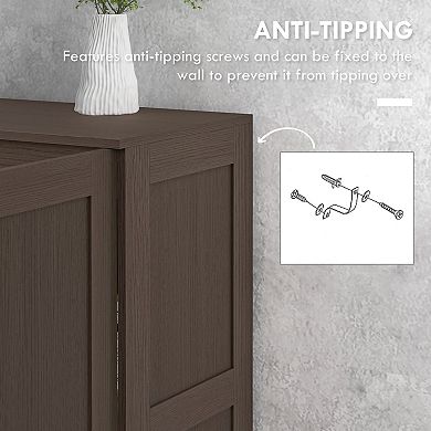 Homcom Storage Cabinet W/ Storage Shelves, Pantry Cupboard Cabinet, Coffee
