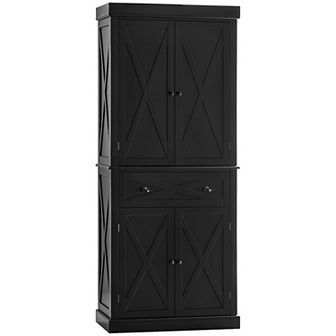Homcom Farmhouse Kitchen Pantry, 6 tier Cabinet Organizer W/ 4 Shelves