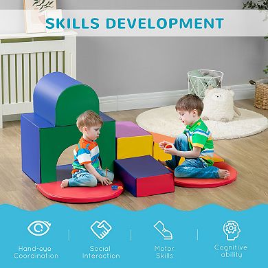 Qaba 7-Piece Kids Crawl and Climb Activity Play Set, Multicolor