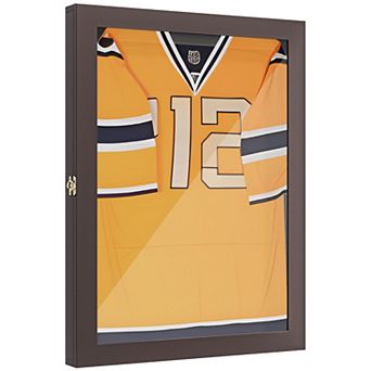 Athletic Jersey Shadow Frame Square Lockable Display Case With Brass Hook Hanger