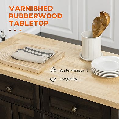 Modern Rolling Kitchen Island Cart W/ Storage, Spice Rack, Towel Rack & Drawers