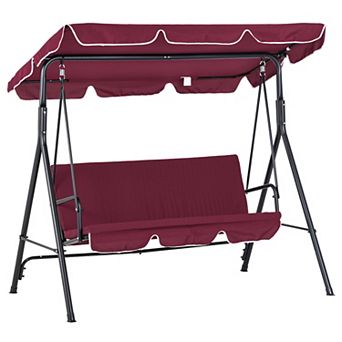 Porch Swing Hammock Bench Lounge Chair Steel 3-seat Padded Outdoor W/ Canopy
