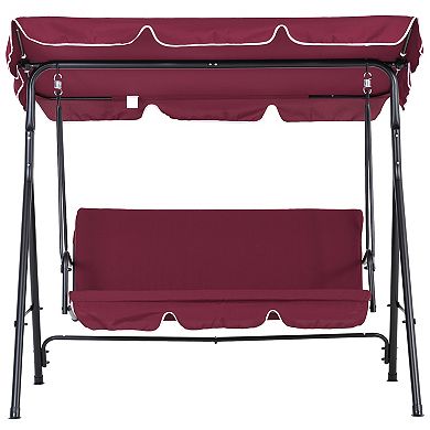 Porch Swing Hammock Bench Lounge Chair Steel 3-seat Padded Outdoor W/ Canopy