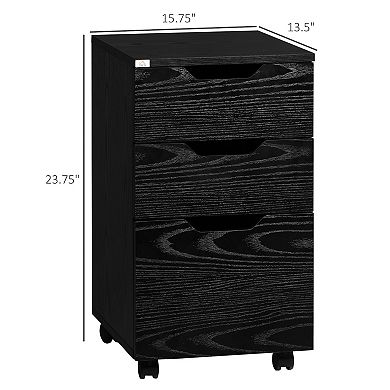 HOMCOM 3 Drawer Storage Cabinet Storage Organizer W/ Caster Wheels