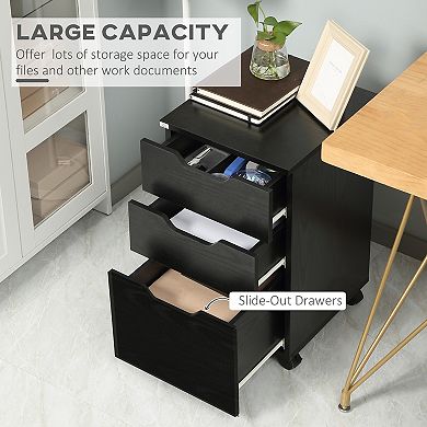 HOMCOM 3 Drawer Storage Cabinet Storage Organizer W/ Caster Wheels