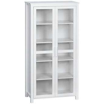 Modern Kitchen Pantry, 5 tier Storage Cabinet W/ Adjustable Shelves, White