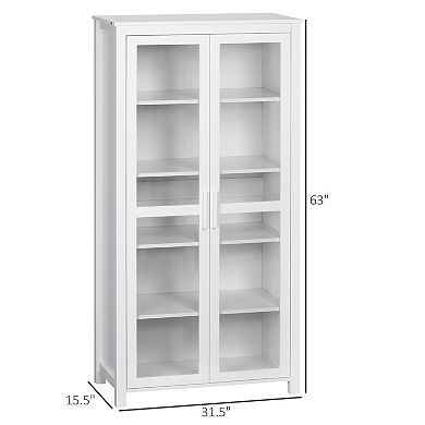 Modern Kitchen Pantry, 5-tier Storage Cabinet W/ Adjustable Shelves, White
