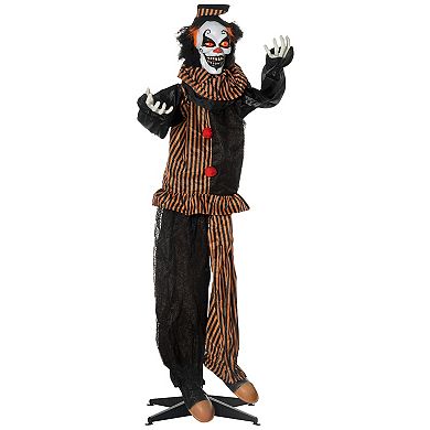Outsunny 67inch Animated Scare Prop Circus Clown, Indoor Halloween Decorations