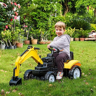Aosom Kids Ride-on Construction With Horn For Kids & Toddlers 3+, Yellow