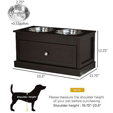 PawHut Large Elevated Dog Bowls with Storage, Raised Dog Bowl Stand