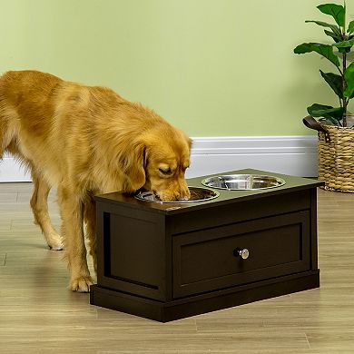 PawHut Large Elevated Dog Bowls with Storage, Raised Dog Bowl Stand