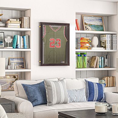 35” X 26” Uv-resistant Sports Jersey Frame Display Case - Cherry Brown