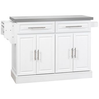 HOMCOM Rolling Kitchen Island Cart with Cabinets and Drawers