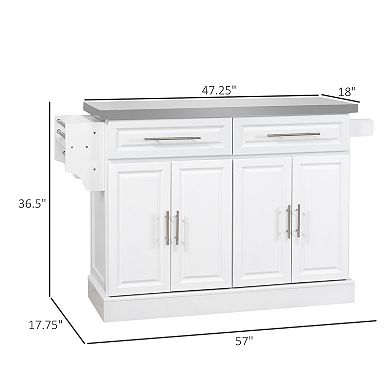 Rolling Stainless Steel Counter Kitchen Cart Storage Cabinet W/ Drawers & Rack