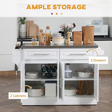 Rolling Stainless Steel Counter Kitchen Cart Storage Cabinet W/ Drawers & Rack
