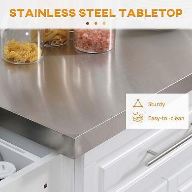 Rolling Stainless Steel Counter Kitchen Cart Storage Cabinet W/ Drawers & Rack