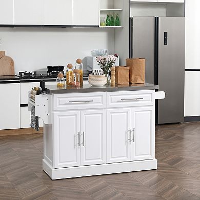Rolling Stainless Steel Counter Kitchen Cart Storage Cabinet W/ Drawers & Rack