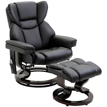 Massage Sofa Recliner Chair With Footrest 10 Vibration Point Faux Pu Leather
