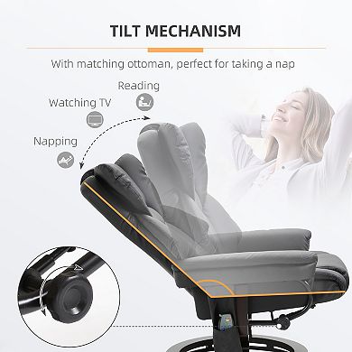 Massage Sofa Recliner Chair With Footrest 10 Vibration Point Faux Pu Leather