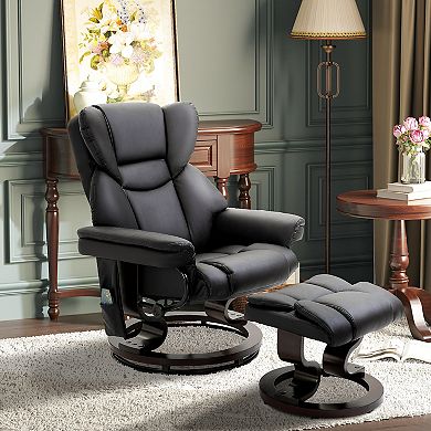 Massage Sofa Recliner Chair With Footrest 10 Vibration Point Faux Pu Leather