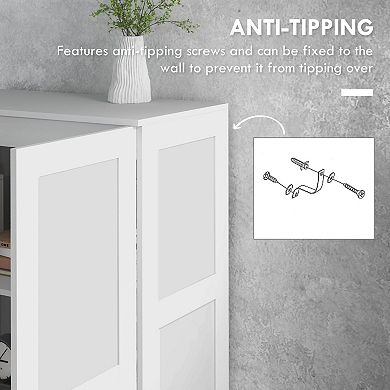 Homcom Storage Cabinet W/ Storage Shelves, Pantry Cupboard Cabinet, White