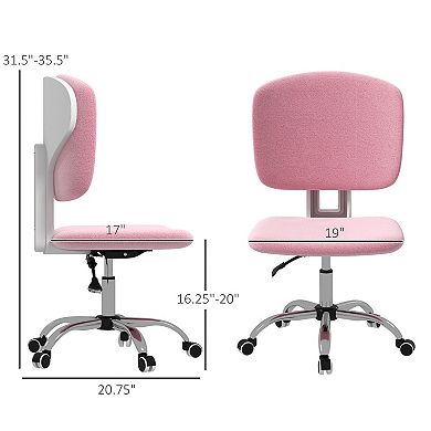 Vinsetto Fluffy Home Office Chair With Adjustable Height, Armless, Pink