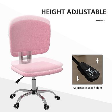 Vinsetto Fluffy Home Office Chair With Adjustable Height, Armless, Pink