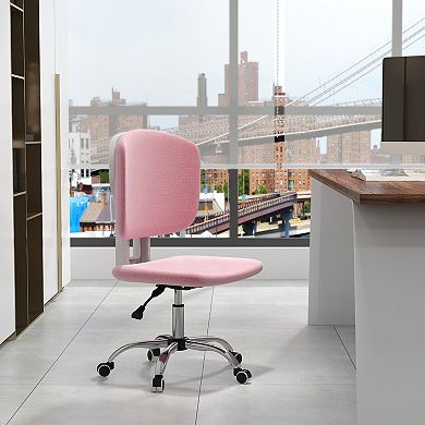 Vinsetto Fluffy Home Office Chair With Adjustable Height, Armless, Pink