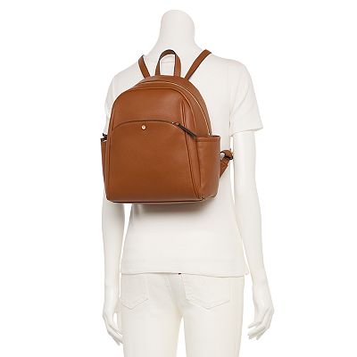 Lauren Conrad Backpack · Leather, tan · Like new saddle brown Lauren Conrad backpack! missing heart... | Depop main image 2
