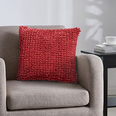 VCNY Home Noodle Red Textured Lurex Decorative Throw Pillow