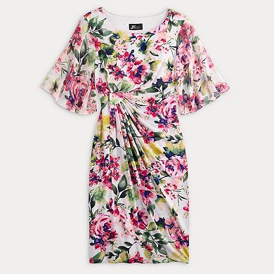 Petite Studio Connection Print Flutter Sleeve Faux-Wrap Dress