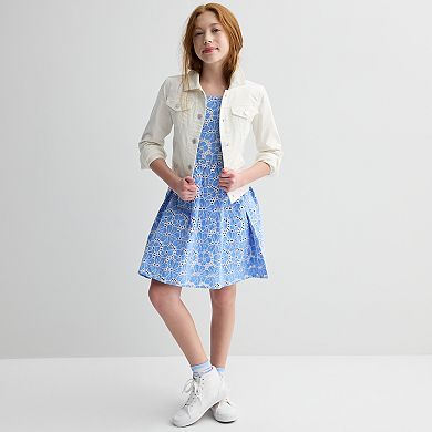 Girls 4-12 Blueberi Boulevard Eyelet Flutter Sleeve Dress