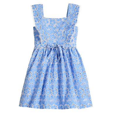 Girls 4-12 Blueberi Boulevard Eyelet Flutter Sleeve Dress