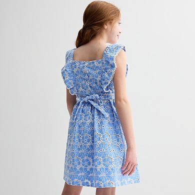 Girls 4-12 Blueberi Boulevard Eyelet Flutter Sleeve Dress
