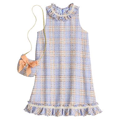 Girls 7-16 Blueberi Boulevard Boucle Dress & Purse