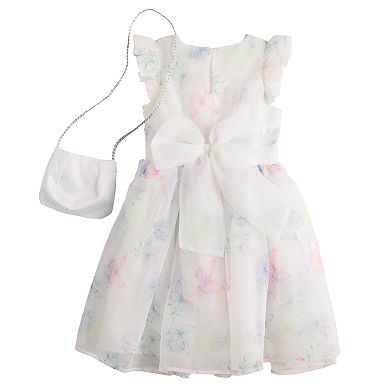 Girls 4-12 Blueberi Boulevard Glitter Butterfly Dress & Purse