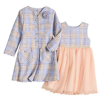 Girls 4-6X Blueberi Boulevard Boucle Coat & Dress Set
