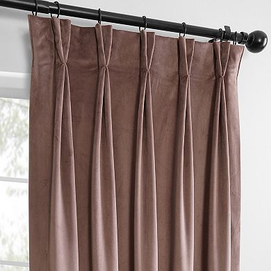 EFF Heritage Plush Velvet Room Darkening French Pleated 1-Panel Window Curtain