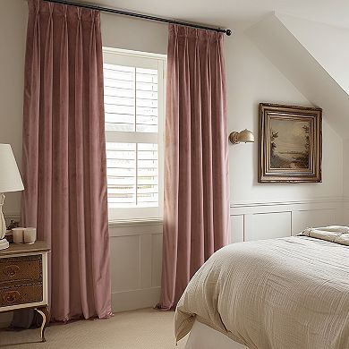 EFF Heritage Plush Velvet Room Darkening French Pleated 1-Panel Window Curtain