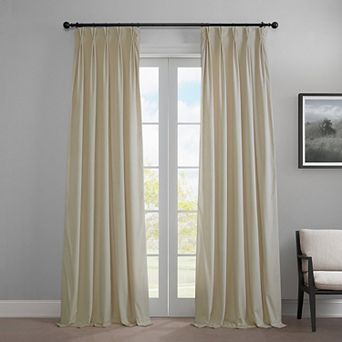 EFF Heritage Plush Velvet Room Darkening French Pleated 1-Panel Window Curtain
