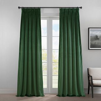 EFF Heritage Plush Velvet Room Darkening French Pleated 1-Panel Window Curtain
