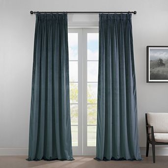 EFF Heritage Plush Velvet Room Darkening French Pleated 1-Panel Window Curtain