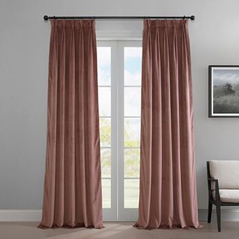 EFF Heritage Plush Velvet Room Darkening French Pleated 1-Panel Window Curtain