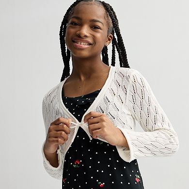 Girls 4-16 Self Esteem Ruffle Maxi Dress & Cardigan Set with Cherry Purse