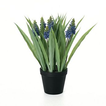 Haven Living Artificial 14" Potted Blue Grape Hyacinth