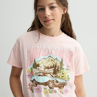 Girls 7-16 SO® Short Sleeve Boxy Graphic Tee in Regular & Plus Size