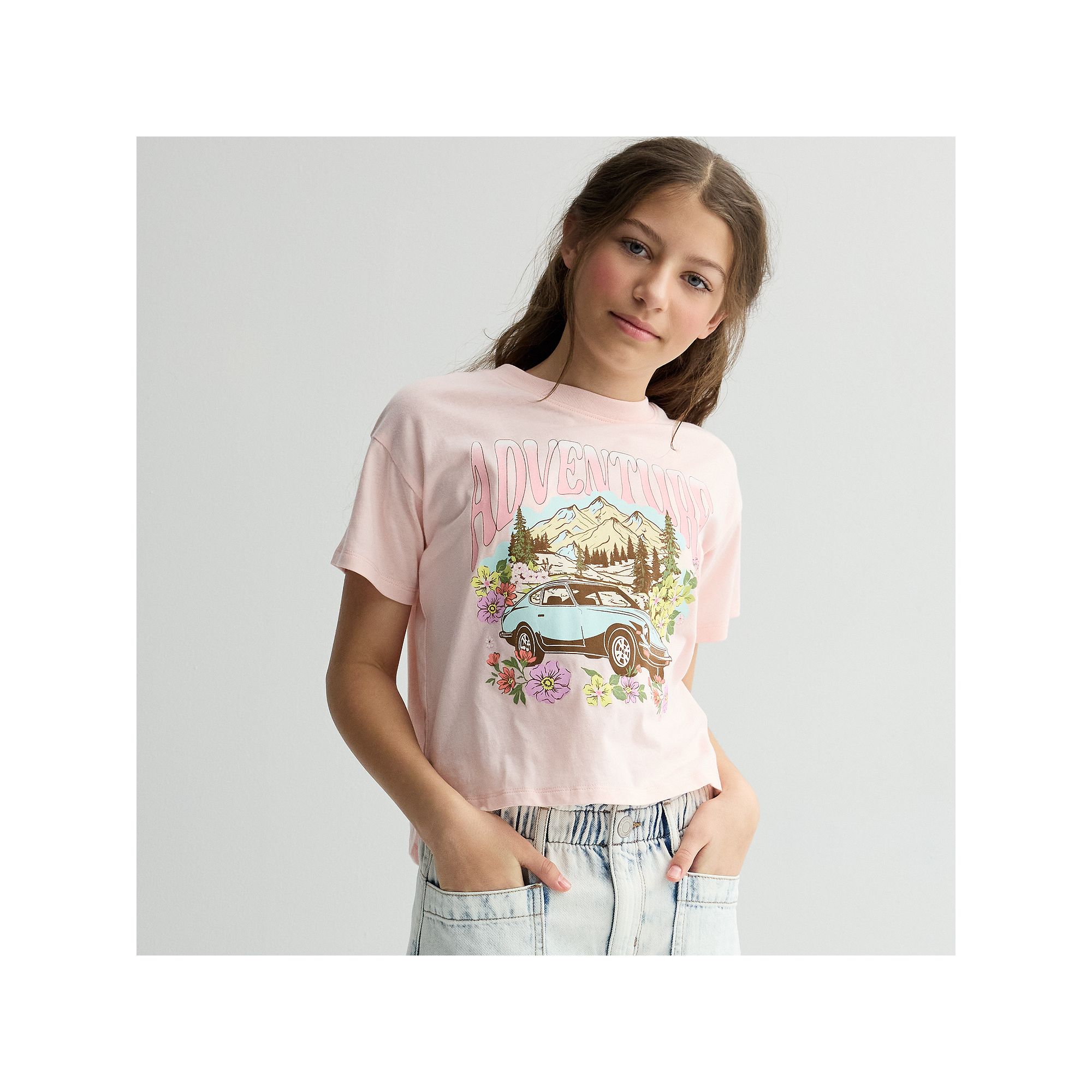 Girls 7-16 SO® Short Sleeve Boxy Graphic Tee in Regular & Plus Size, Girl