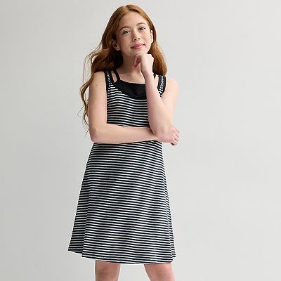 striped tank top dress Women's Green Sleeveless | Avara Made from a blend of cotton Girls 6-20 SO Layered Tank